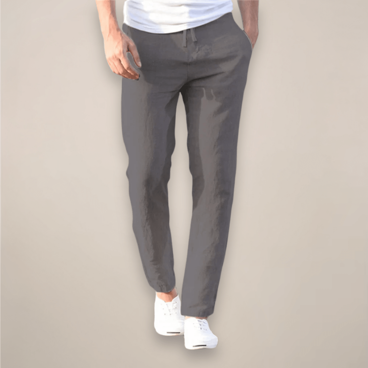Pantalon lin homme — Coupe décontractée Longueur totale Taille élastique