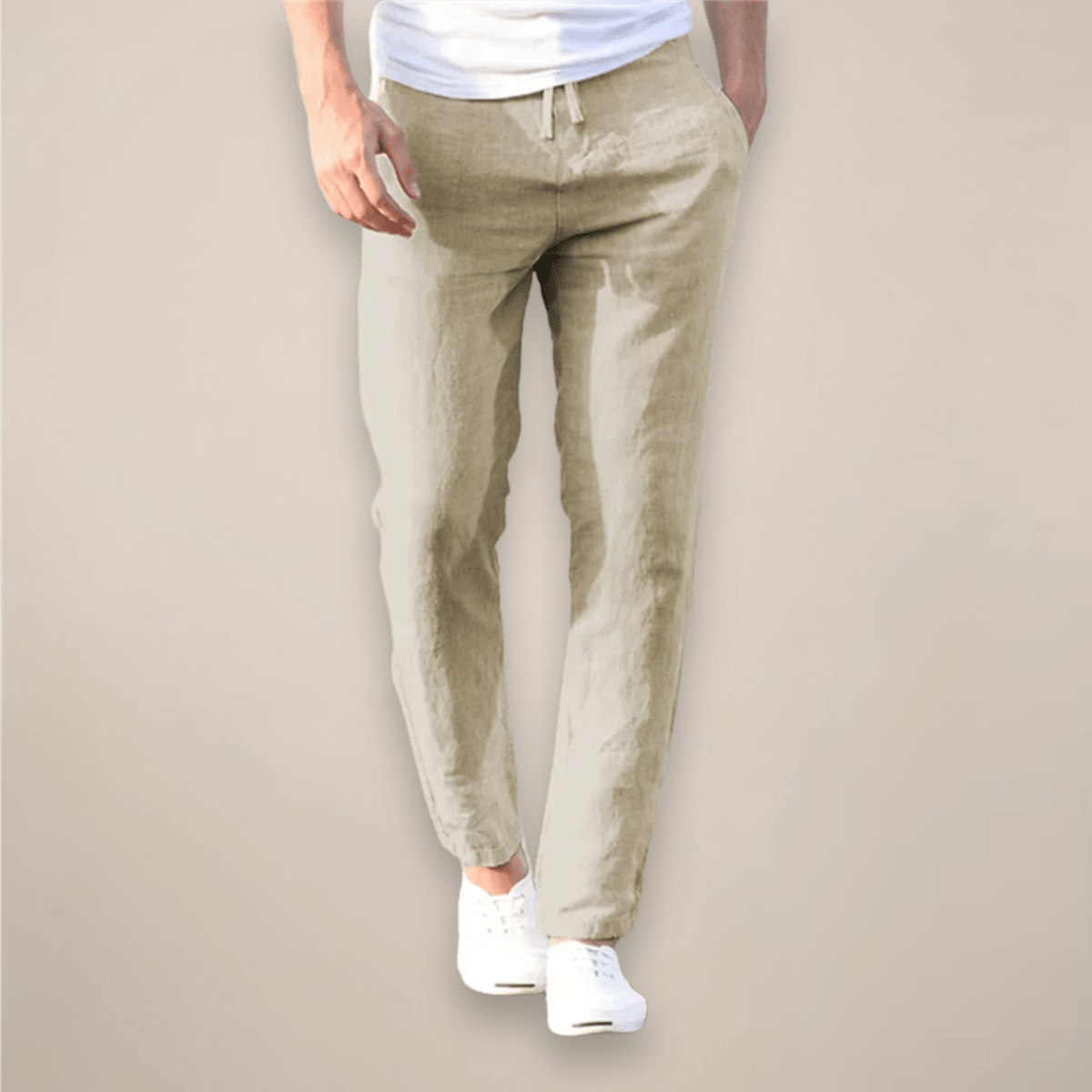 Pantalon lin homme — Coupe décontractée Longueur totale Taille élastique