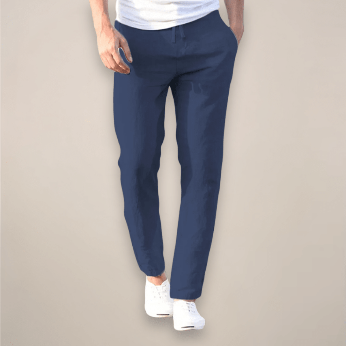 Pantalon lin homme — Coupe décontractée Longueur totale Taille élastique