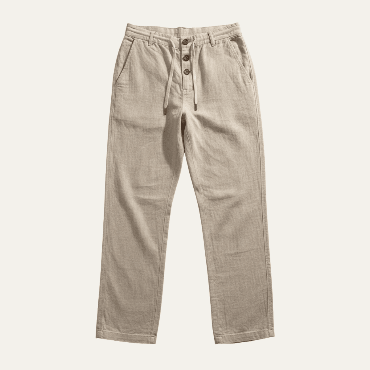 Pantalon en lin pour homme - Jambe droite longueur totale coupe classique
