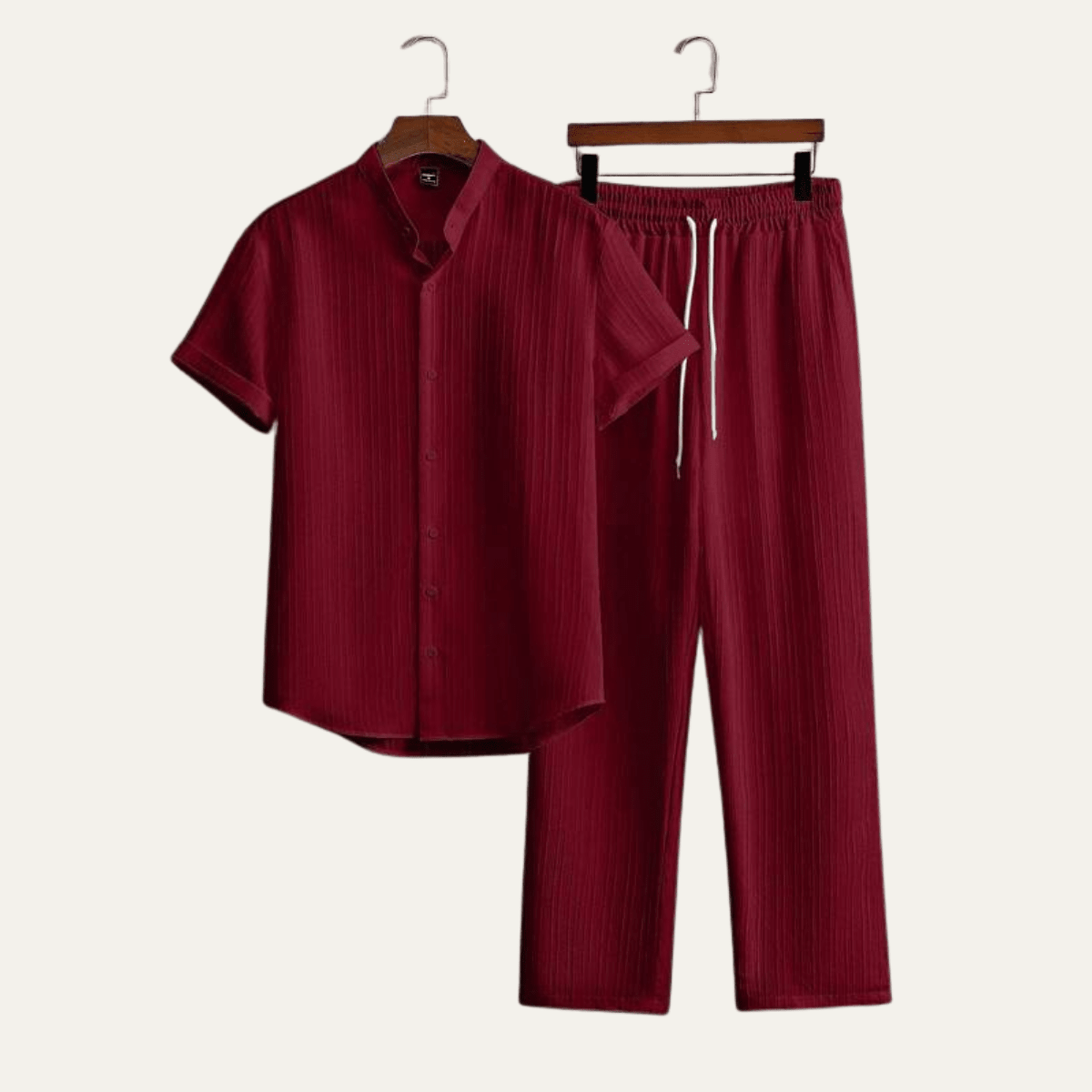 Completo da uomo in lino — Top a maniche corte e pantaloni con coulisse