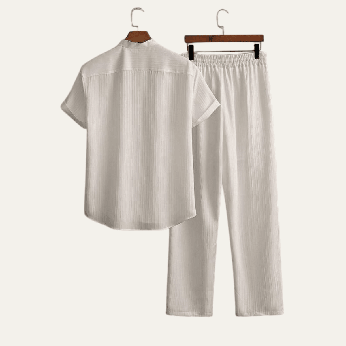 Completo da uomo in lino — Top a maniche corte e pantaloni con coulisse