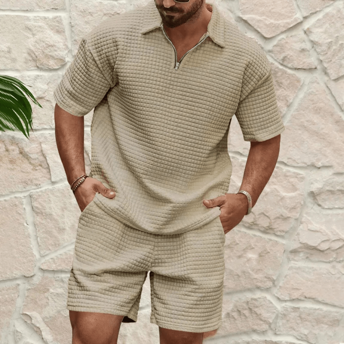 Herren-Polo-Set — Kurzärmelig, lockere Passform, passende Shorts