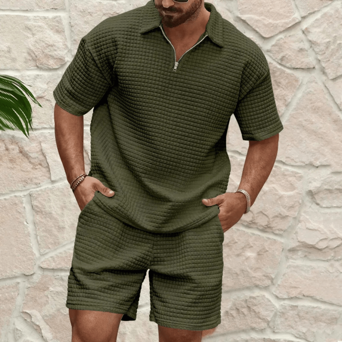 Herren-Polo-Set — Kurzärmelig, lockere Passform, passende Shorts