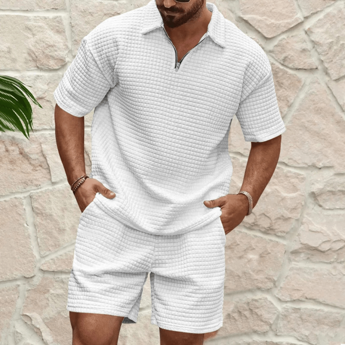 Herren-Polo-Set — Kurzärmelig, lockere Passform, passende Shorts