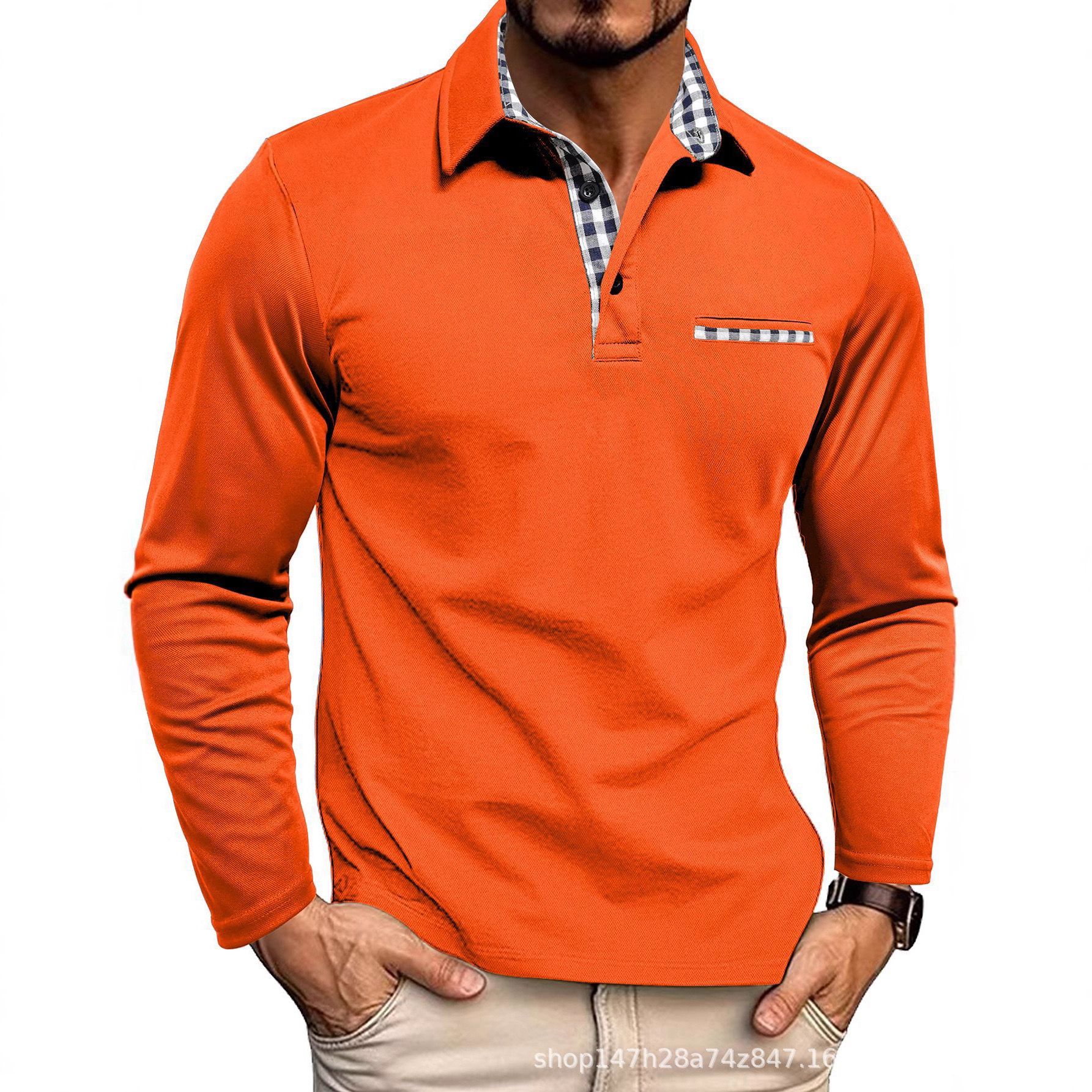 Herren-Poloshirt — Reguläre Passform, lange Ärmel, Knopfleiste