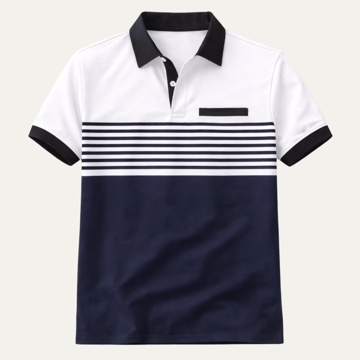 Herren-Poloshirt — Schlanke Passform Gestreiftes Muster Knopfkragen