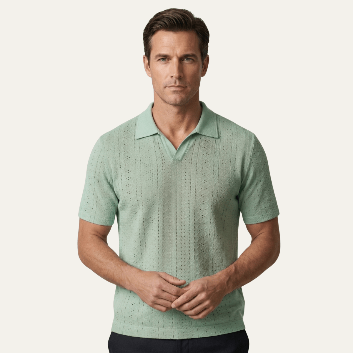 Herren-Poloshirt — Strukturierter Strick Kurzarm Kragen Reguläre Passform