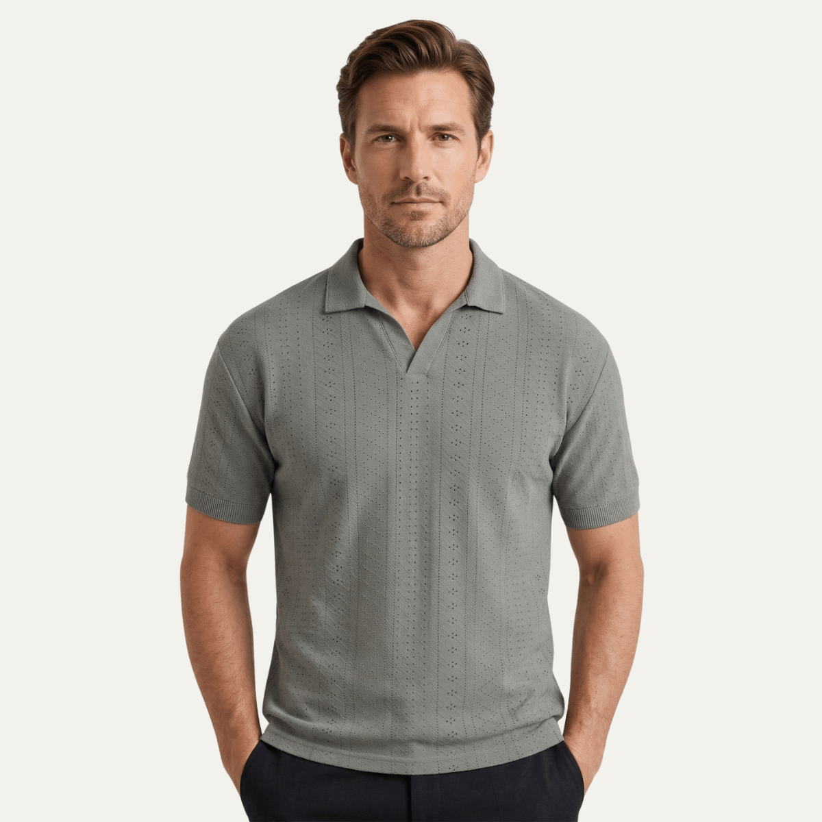 Herren-Poloshirt — Strukturierter Strick Kurzarm Kragen Reguläre Passform