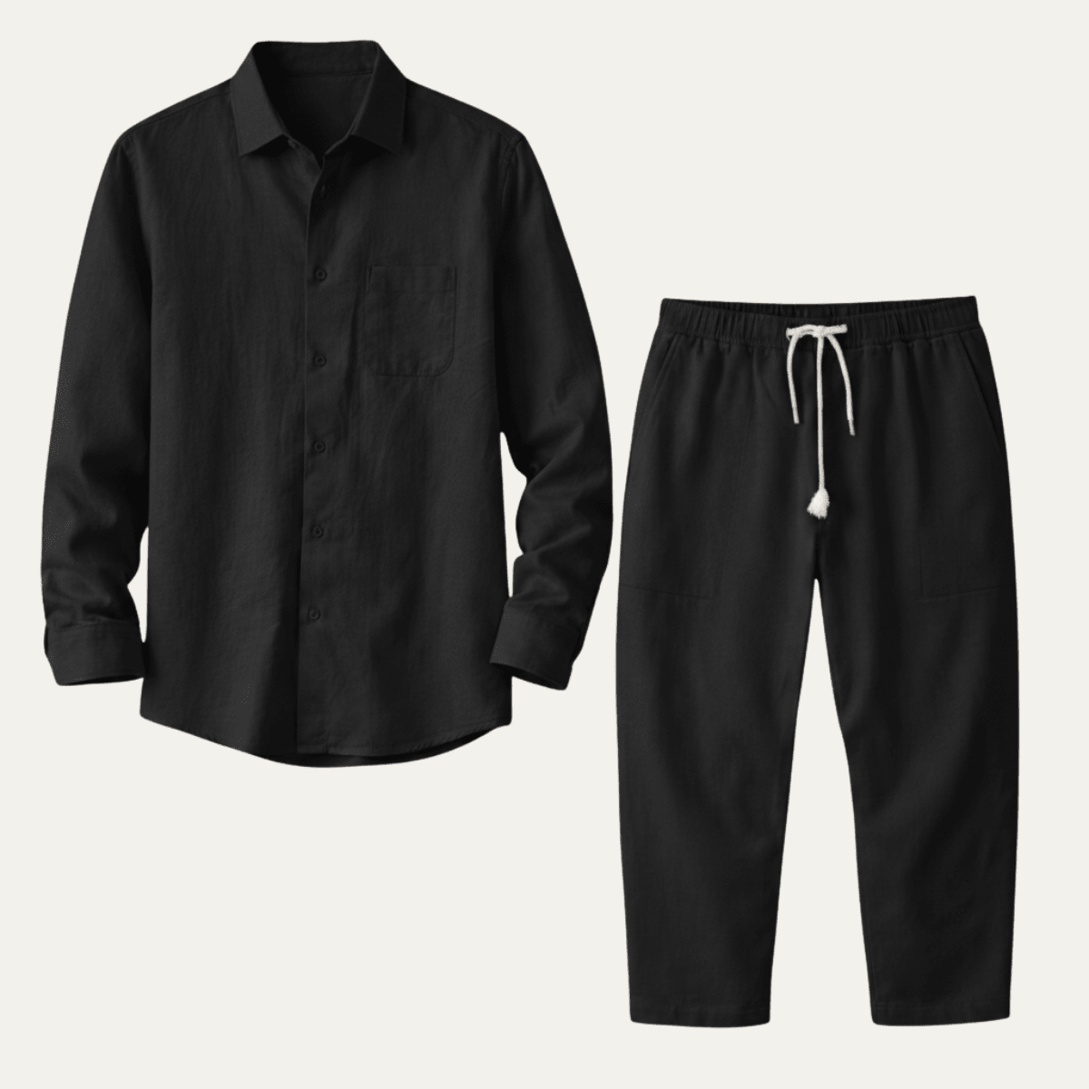 Herren-Hemd- & Hosen-Set — Langärmlig, lockere Passform, passendes Design