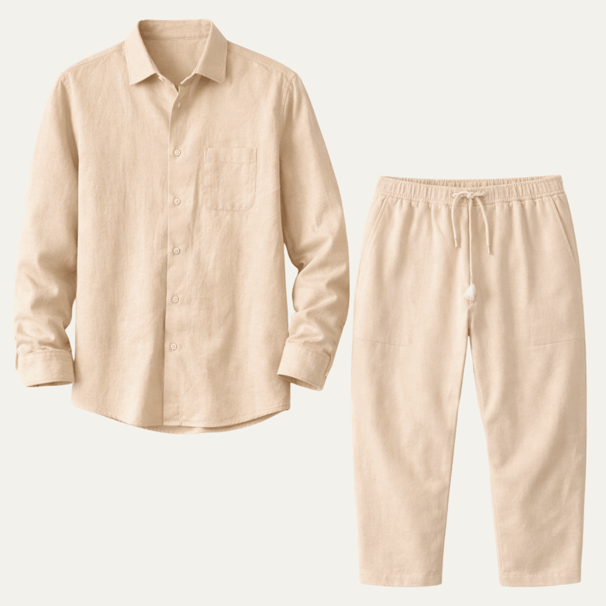 Herren-Hemd- & Hosen-Set — Langärmlig, lockere Passform, passendes Design
