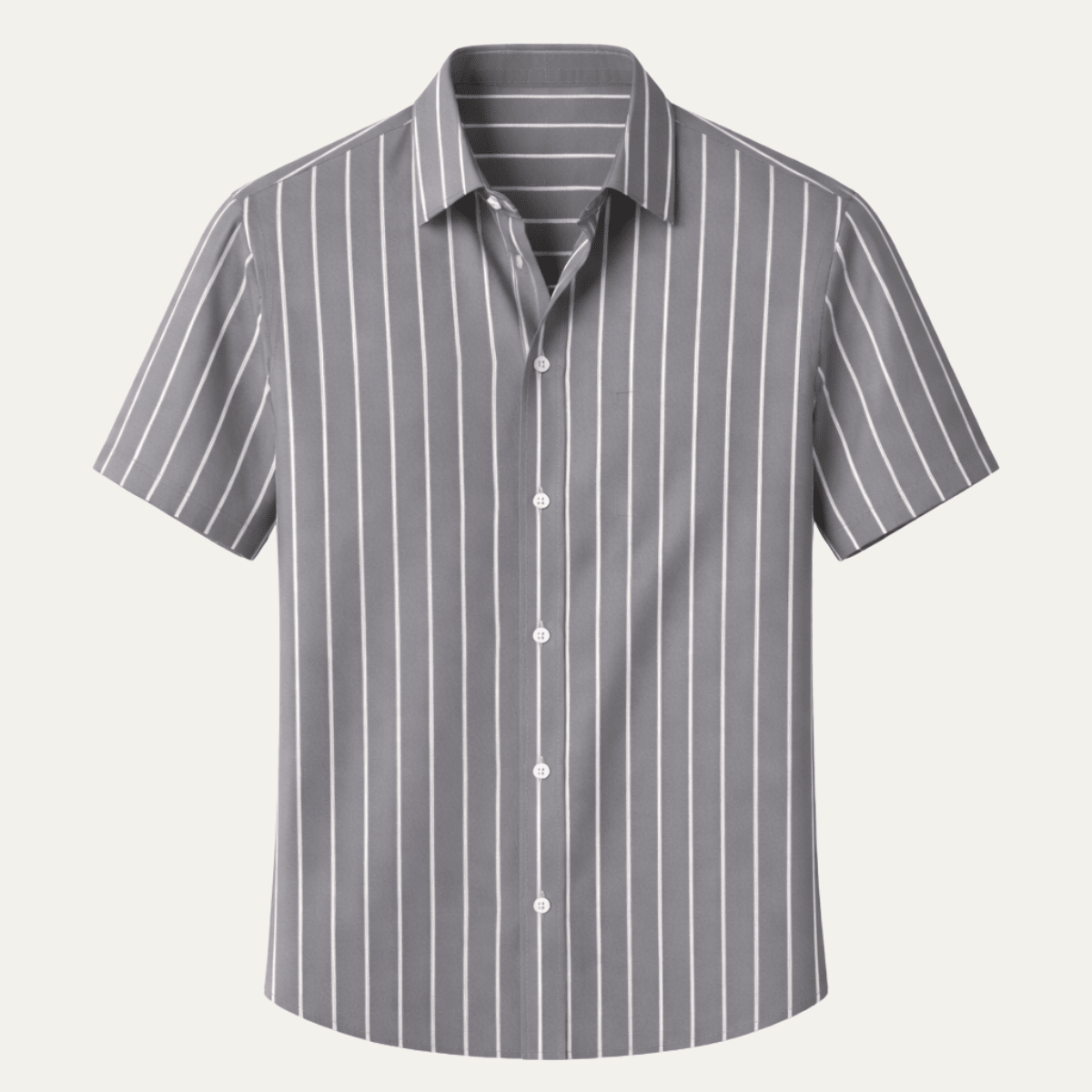 Camisa de hombre — Patrón a rayas, mangas largas y tapeta con botones