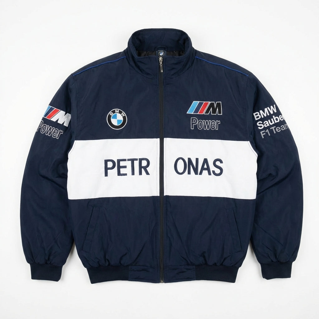 BMW Sauber F1 Team Zip-Up Jacket Navy Blue | M Power Petronas Racing Logos