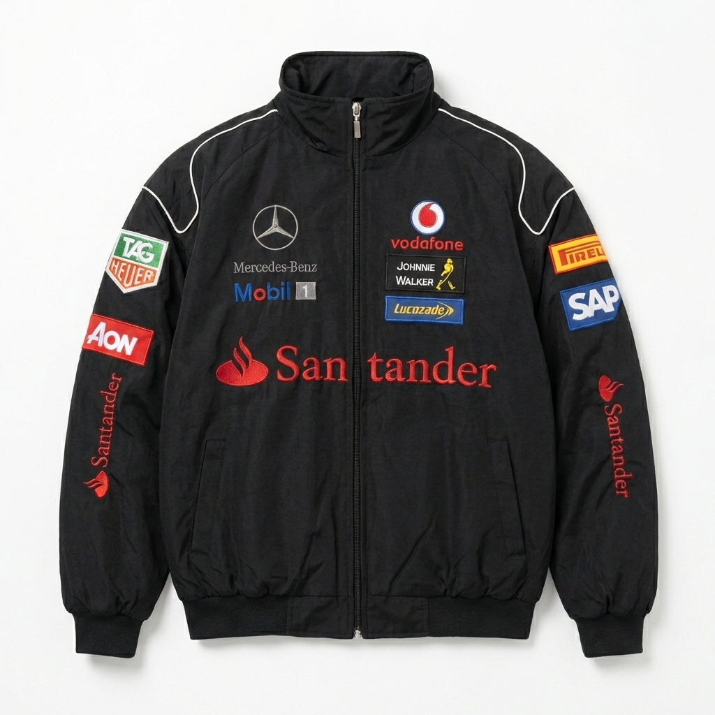 Mercedes-Benz Racing Jacket Black | Full-Zip Stand Collar Motorsport