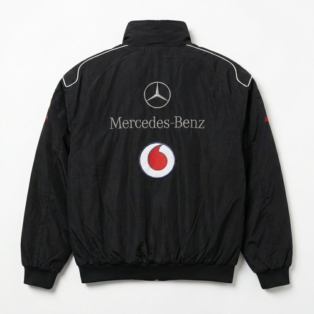 Veste Racing Mercedes-Benz Noire | Col Montant Zip Complet Motorsport