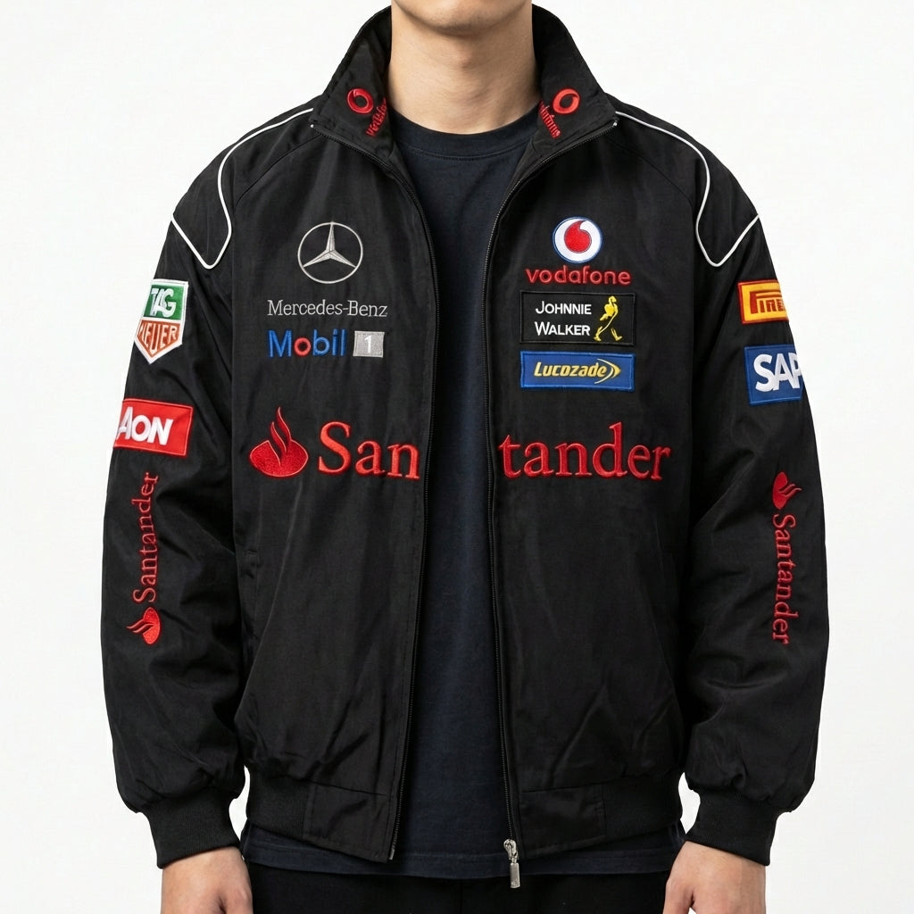 Mercedes-Benz Racing Jacket Black | Full-Zip Stand Collar Motorsport
