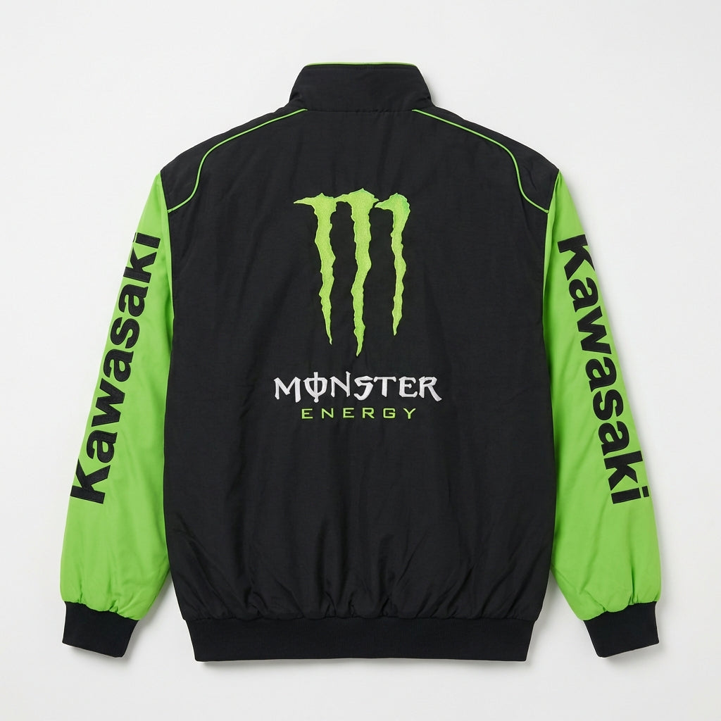 Veste Zippée Kawasaki Monster Energy Racing Noir/Vert | Bomber Logo Équipe Motocross