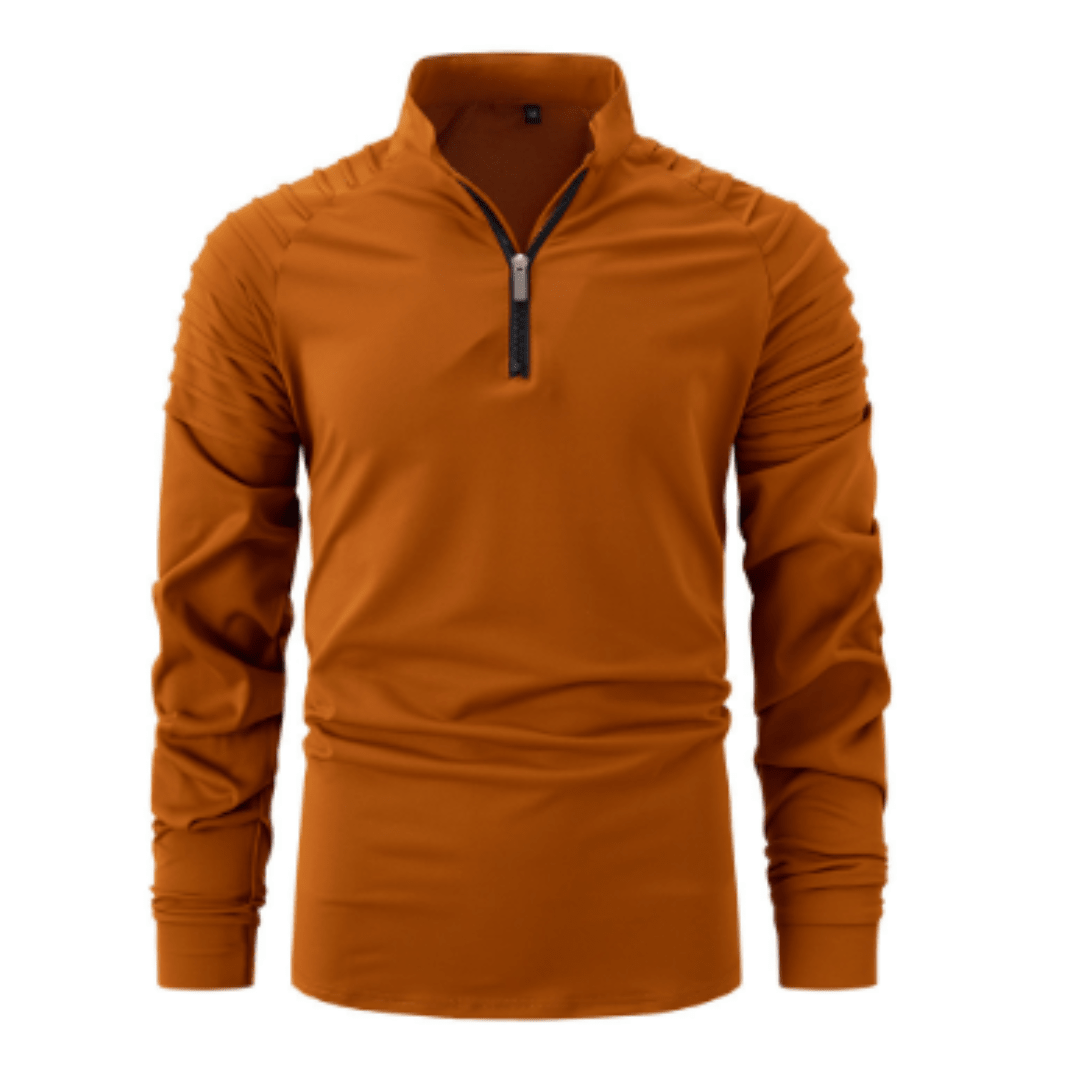 Polo con cremallera hasta el cuarto para hombre, suéter casual y elegante