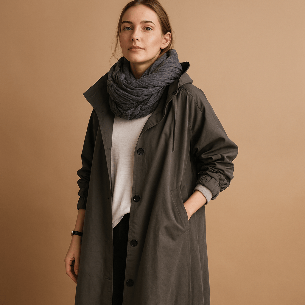 Damen Regenmantel Lang Wasserdichtes Design mit verstellbarer Taille