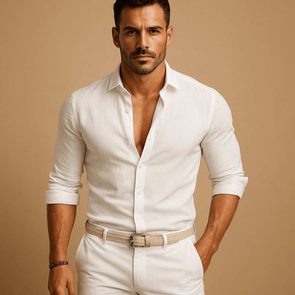 Camisa para hombre, ligera, con botones, estilo sin esfuerzo