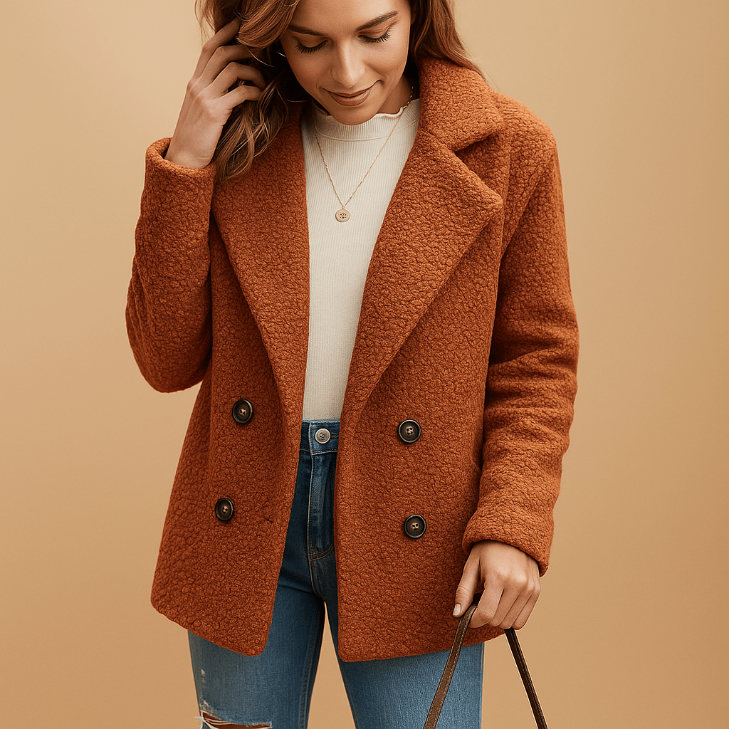 Manteau Court d'Hiver Femme Coupe Ajustée Boutonné