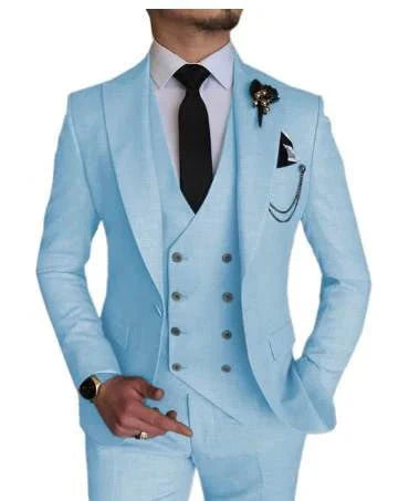 Herren Anzug Zweireihig Formelle Passform Eleganter Look
