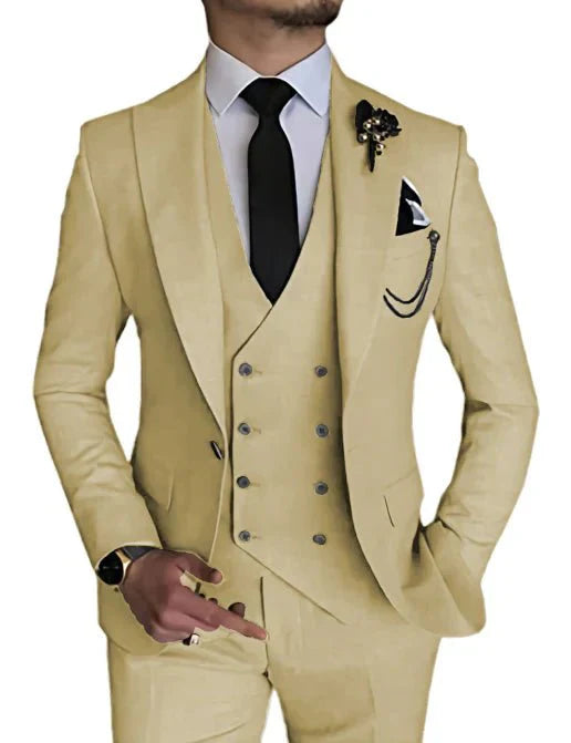 Herren Anzug Zweireihig Formelle Passform Eleganter Look