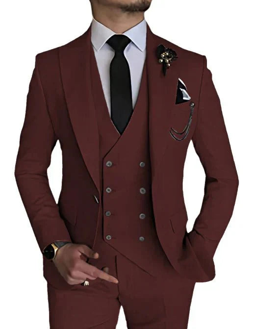Herren Anzug Zweireihig Formelle Passform Eleganter Look