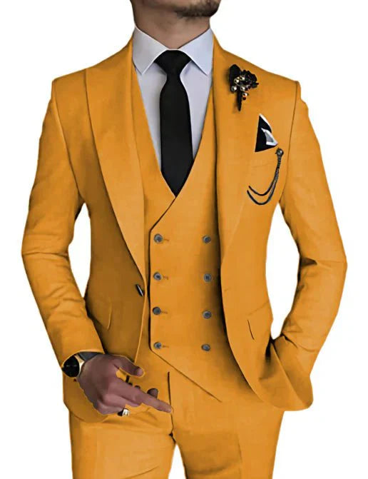 Herren Anzug Zweireihig Formelle Passform Eleganter Look