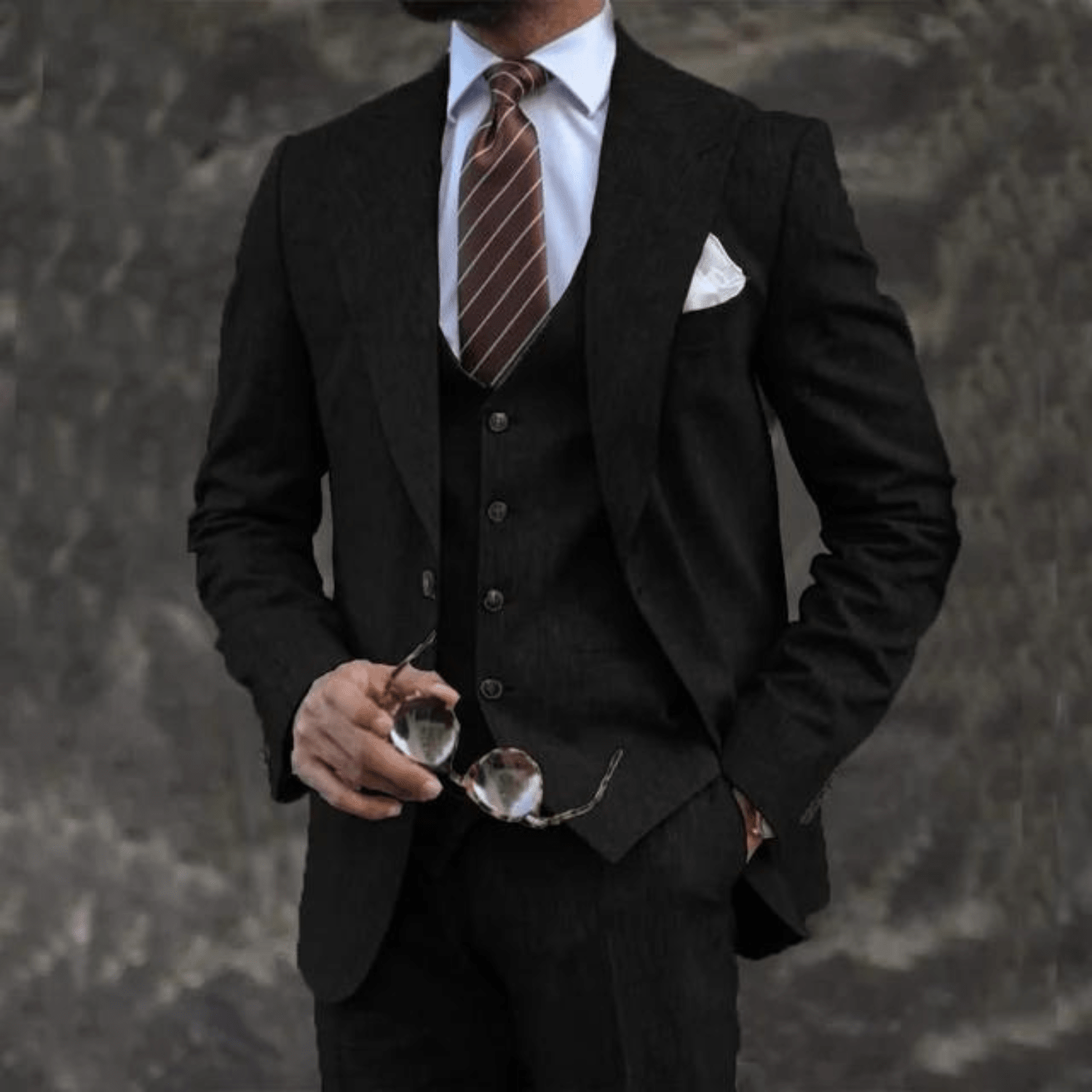 Suit Set Men Lightweight Tailored Fit Formal Style