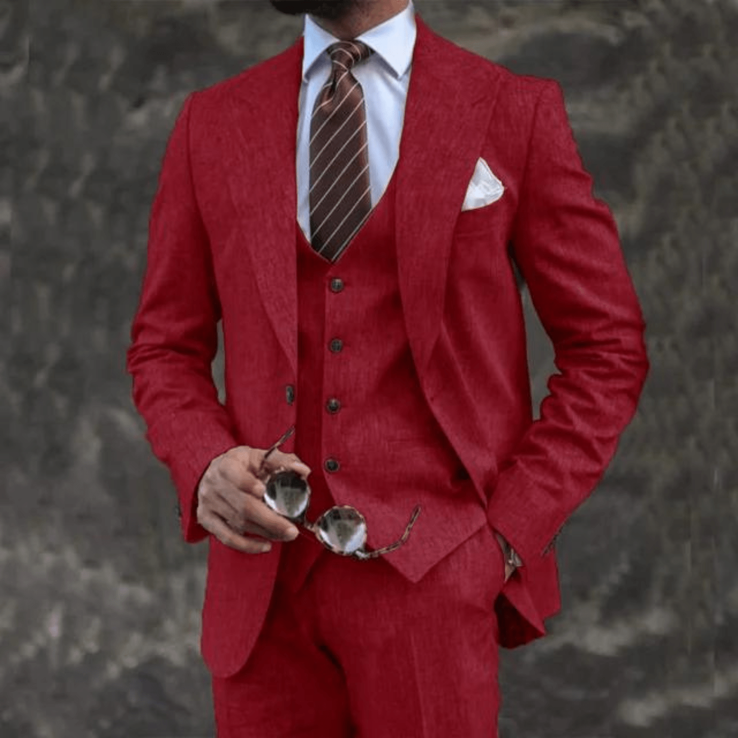 Suit Set Men Lightweight Tailored Fit Formal Style
