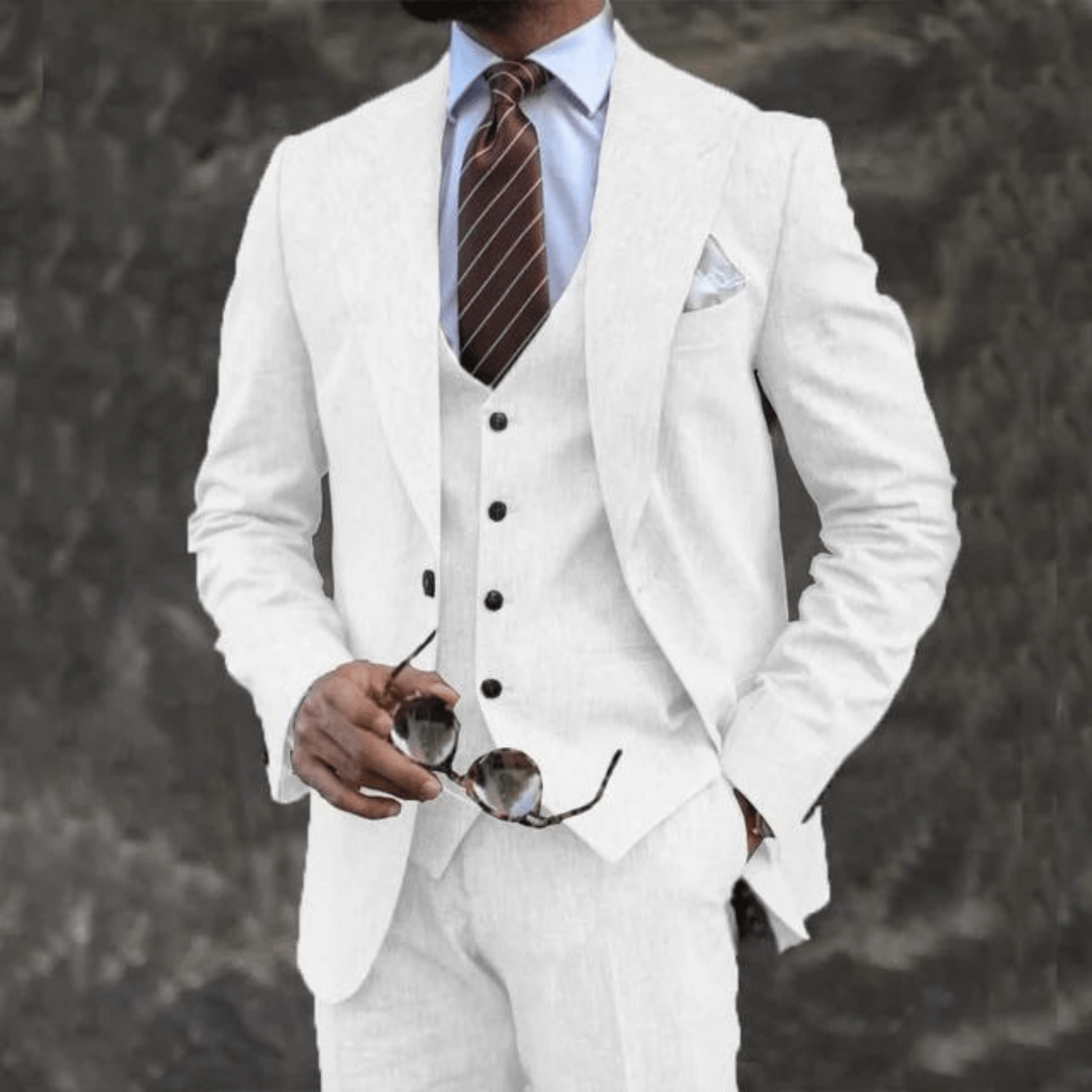 Suit Set Men Lightweight Tailored Fit Formal Style