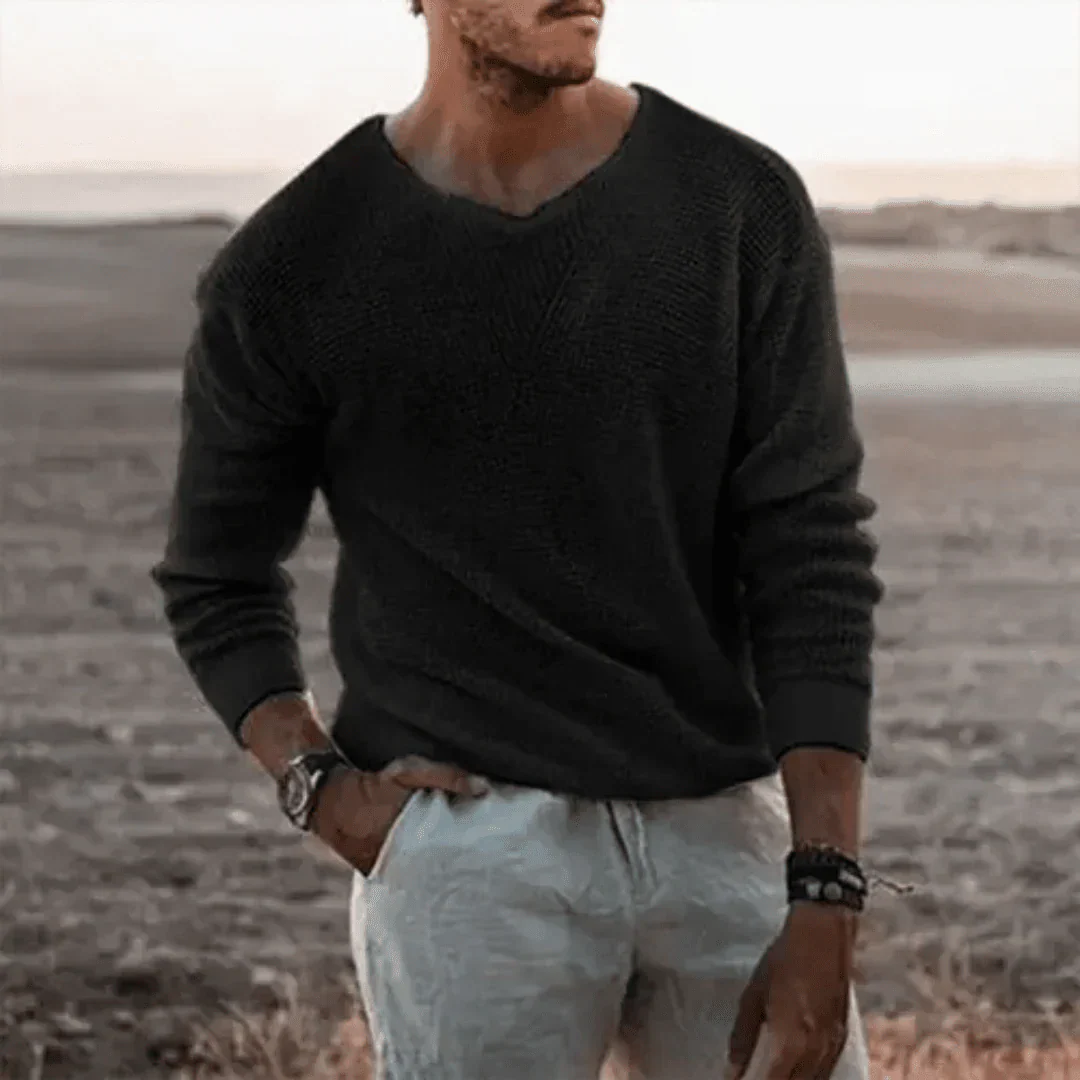 Pull homme, chaud, manches longues, pull classique tricoté
