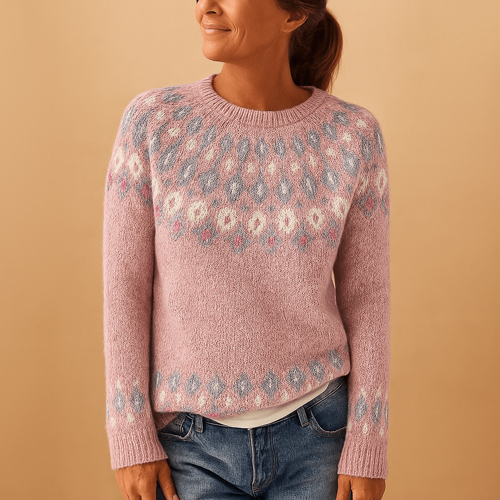 Sweater Women Printed Design with Classic Neckline and Comfort Fit