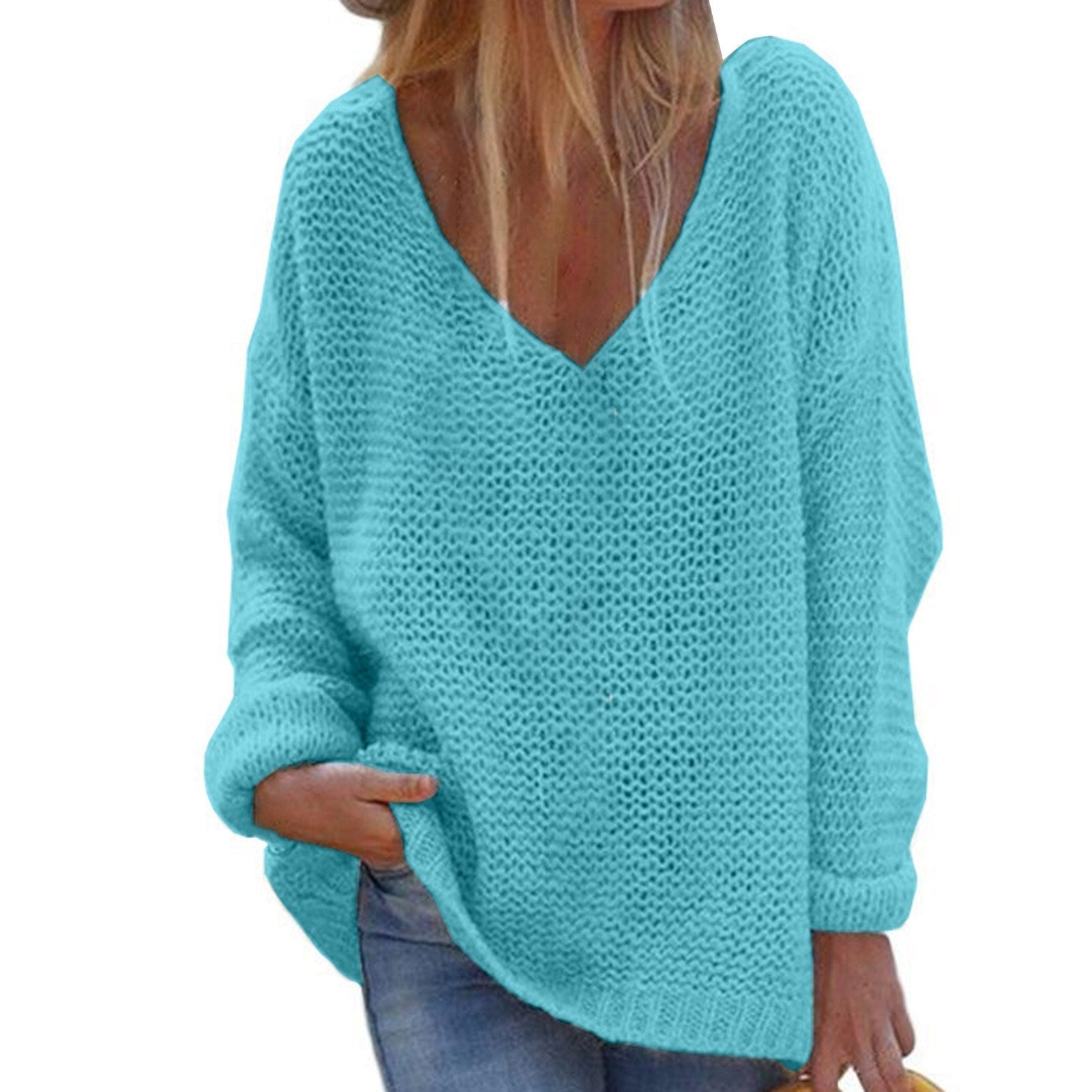 Suéter para mujer cálido, holgado, de ajuste relajado y estilo elegante para todos los días