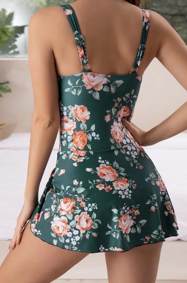 Bañador vestido de una pieza para mujer, control de abdomen, lazo lateral