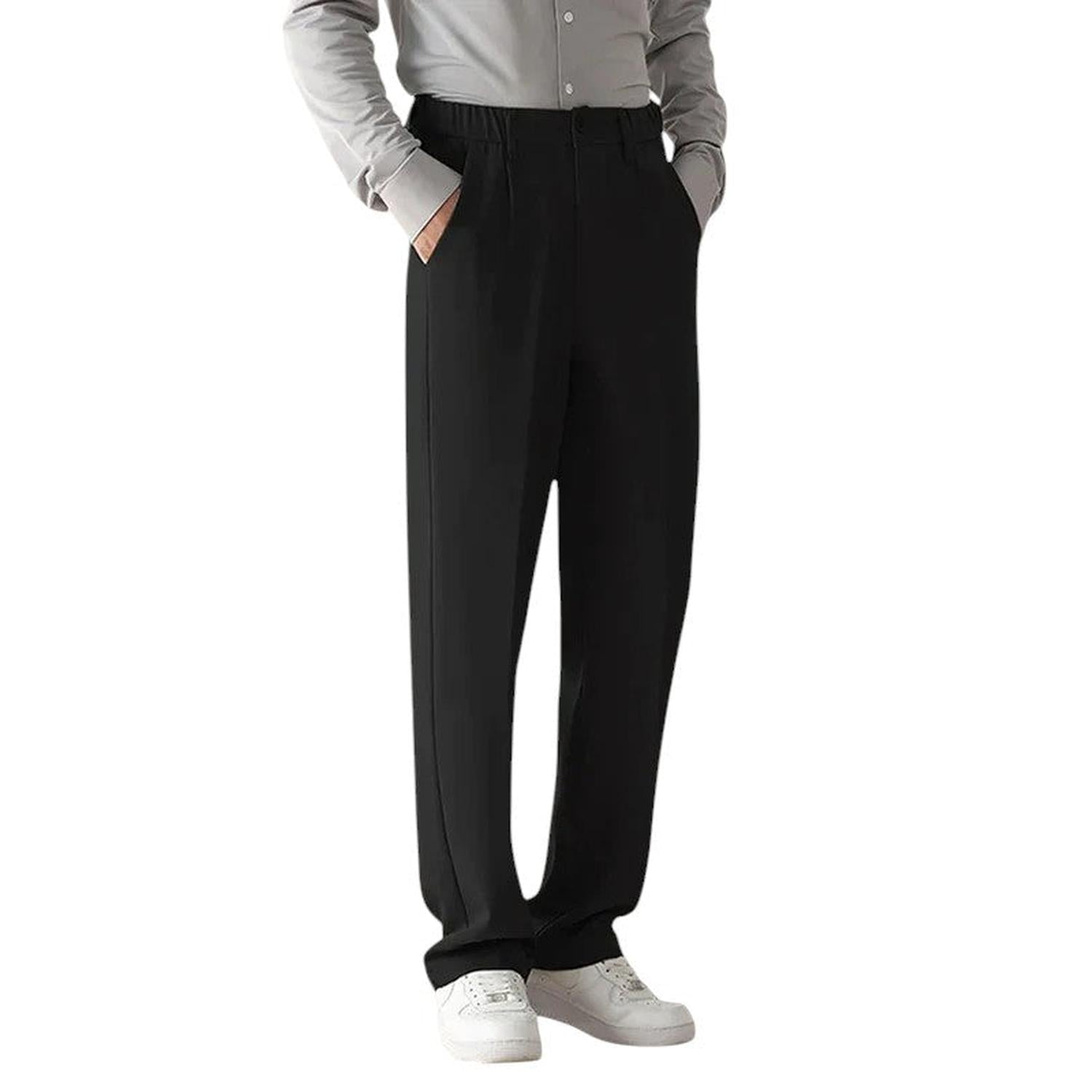 Pantalones para hombre formales con diseño drapeado y ajuste relajado entallado