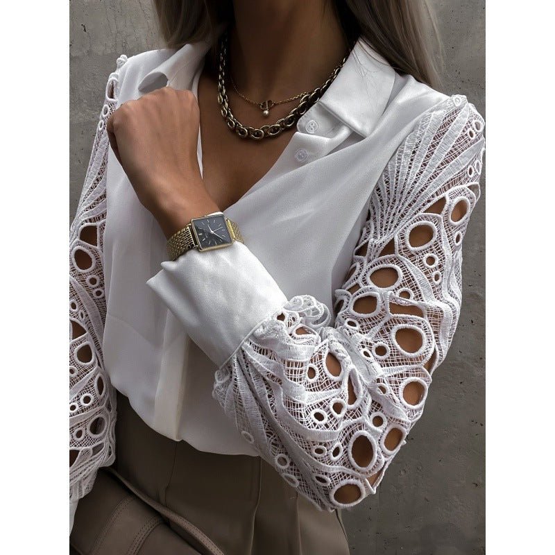 Dames Blouse Normale Pasvorm Lange Mouw Kraag Knopen