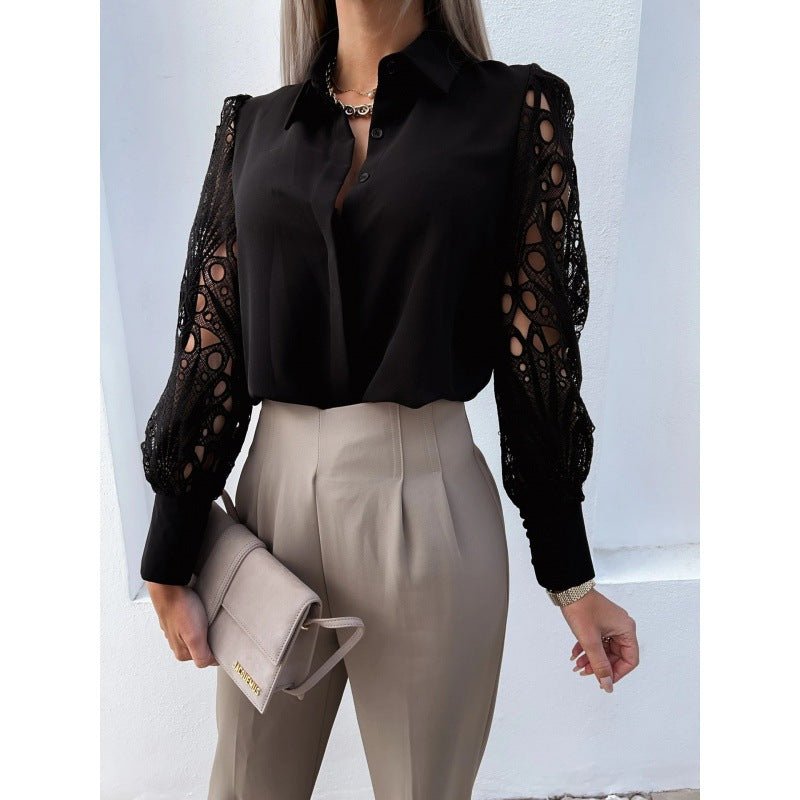 Dames Blouse Normale Pasvorm Lange Mouw Kraag Knopen