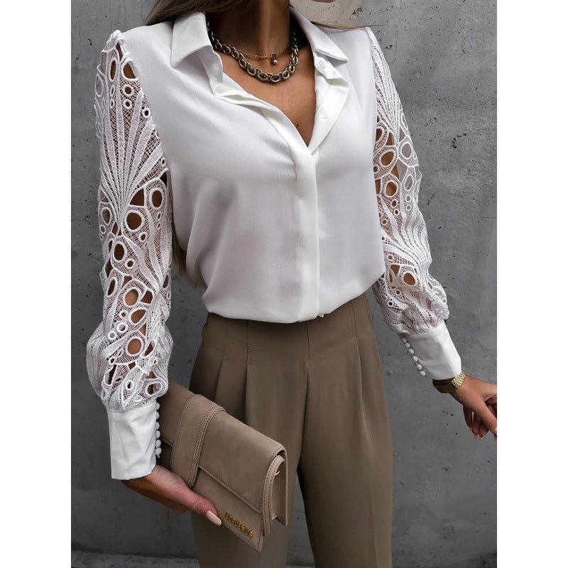 Dames Blouse Normale Pasvorm Lange Mouw Kraag Knopen