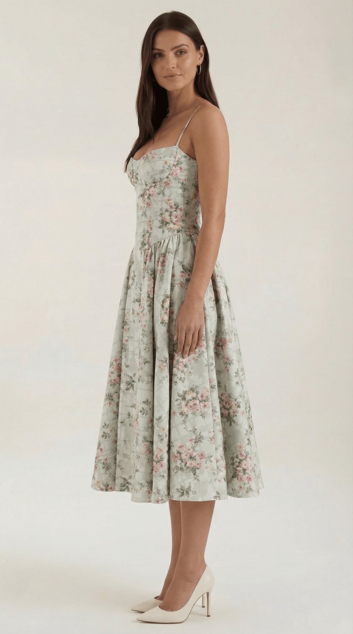 Damen Midikleid Korsett-Schnitt Herzausschnitt Design