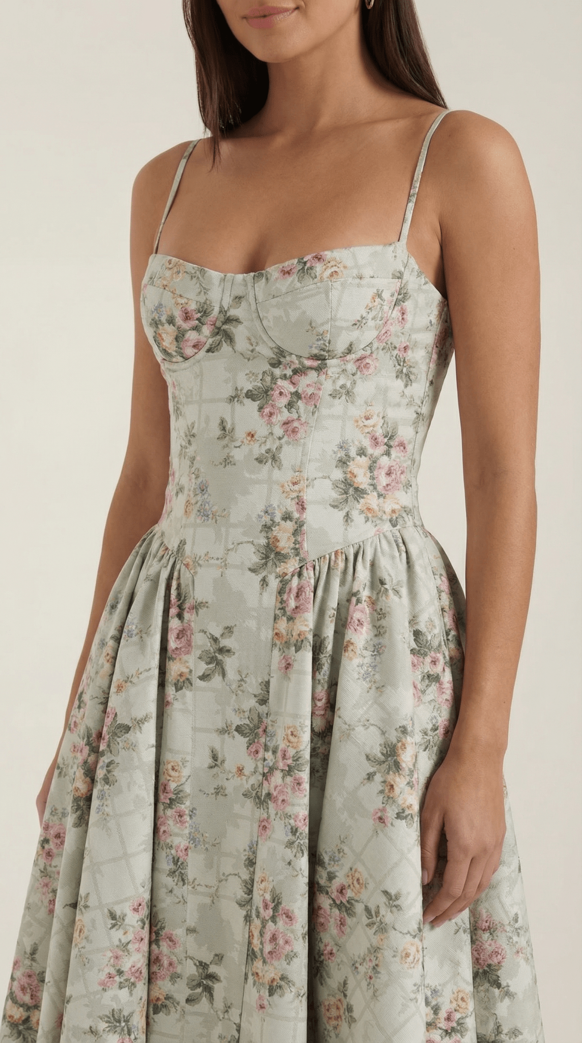 Damen Midikleid Korsett-Schnitt Herzausschnitt Design