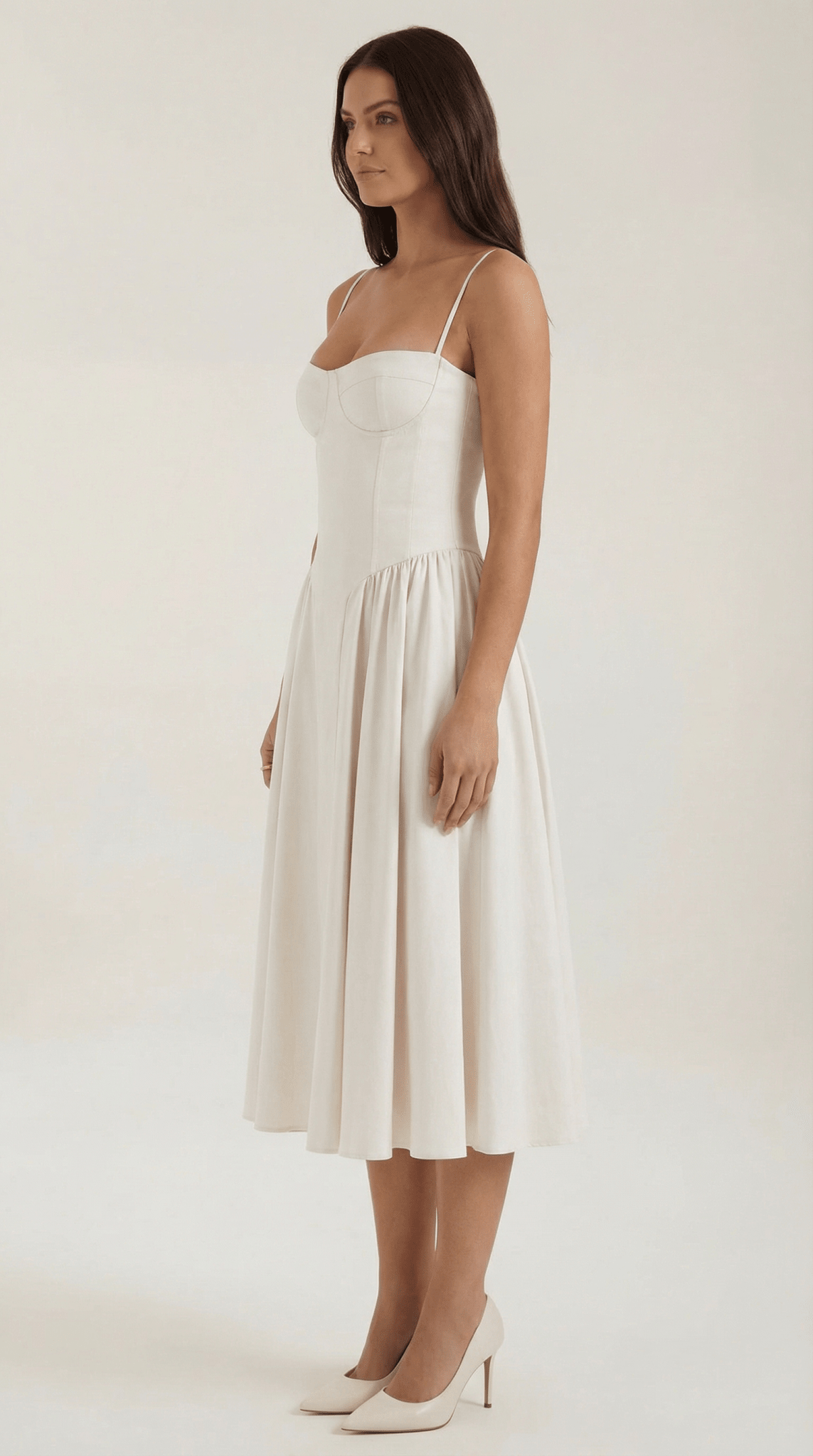Damen Midikleid Korsett-Schnitt Herzausschnitt Design