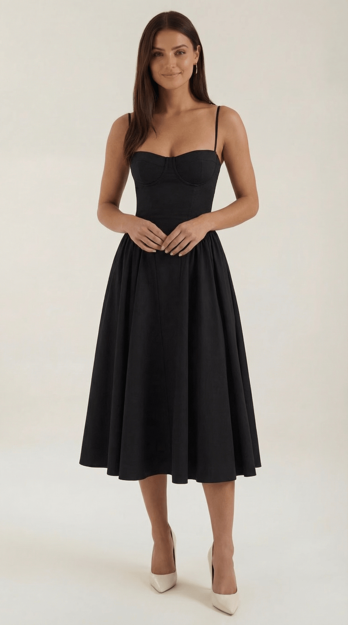 Damen Midikleid Korsett-Schnitt Herzausschnitt Design