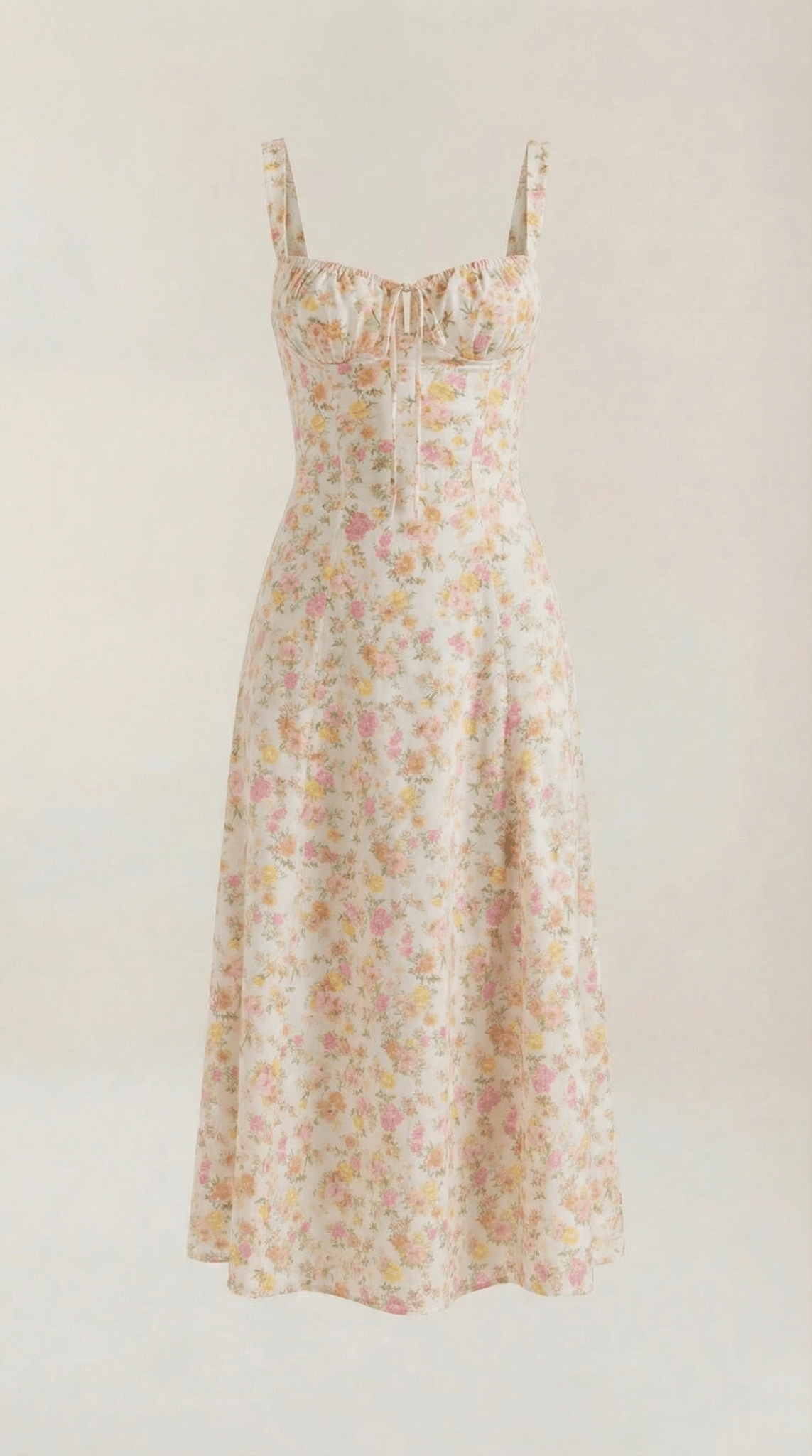 Vestido midi para mujer con escote corazón y detalle de cordones en el frente