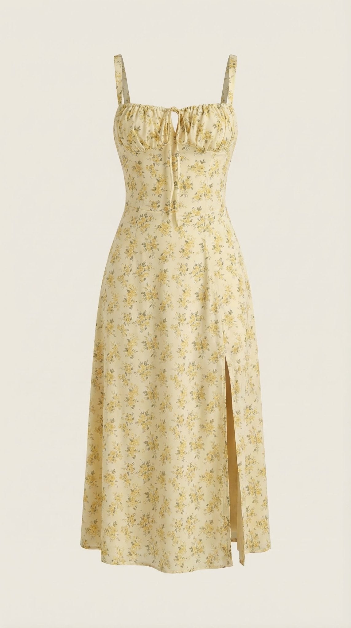 Vestido midi para mujer con escote corazón y detalle de cordones en el frente
