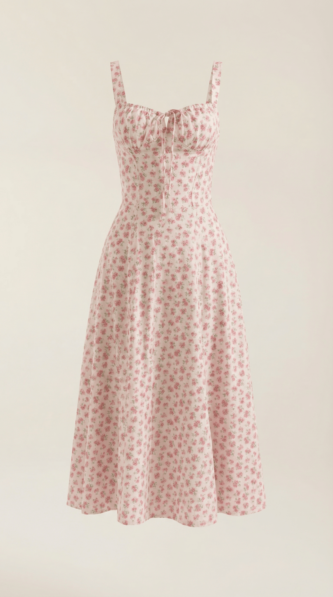 Vestido midi para mujer con escote corazón y detalle de cordones en el frente