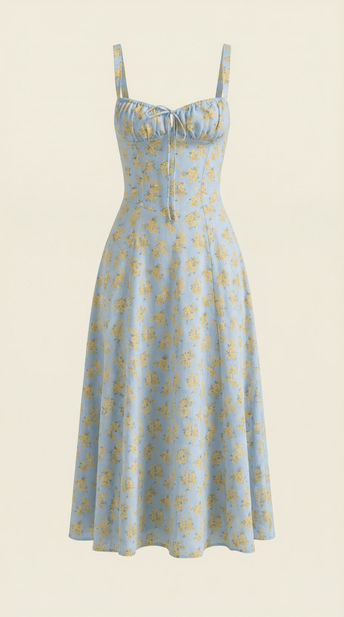 Vestido midi para mujer con escote corazón y detalle de cordones en el frente
