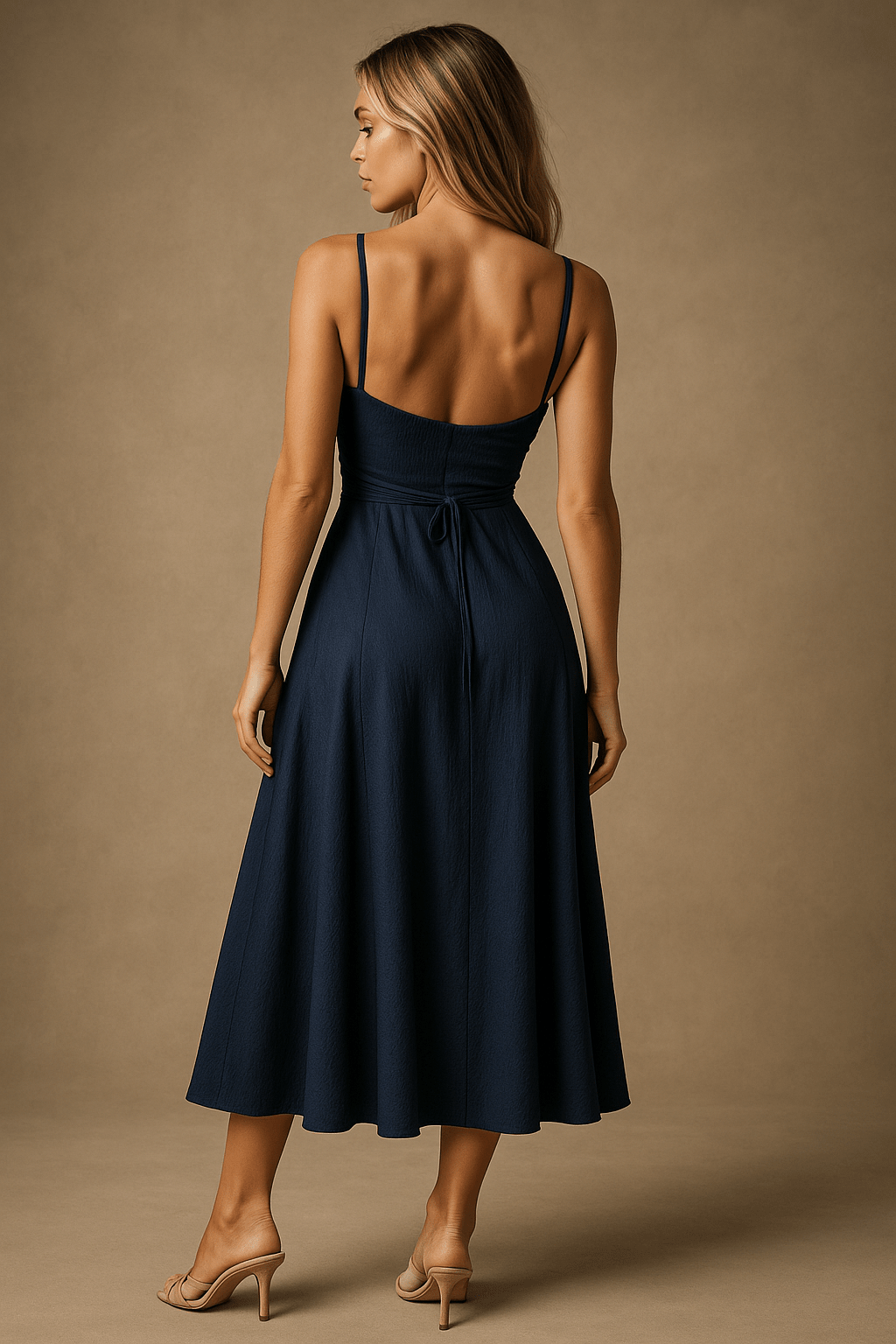 Damen Cocktailkleid — Midilänge, A-Linien-Passform, definierte Taille