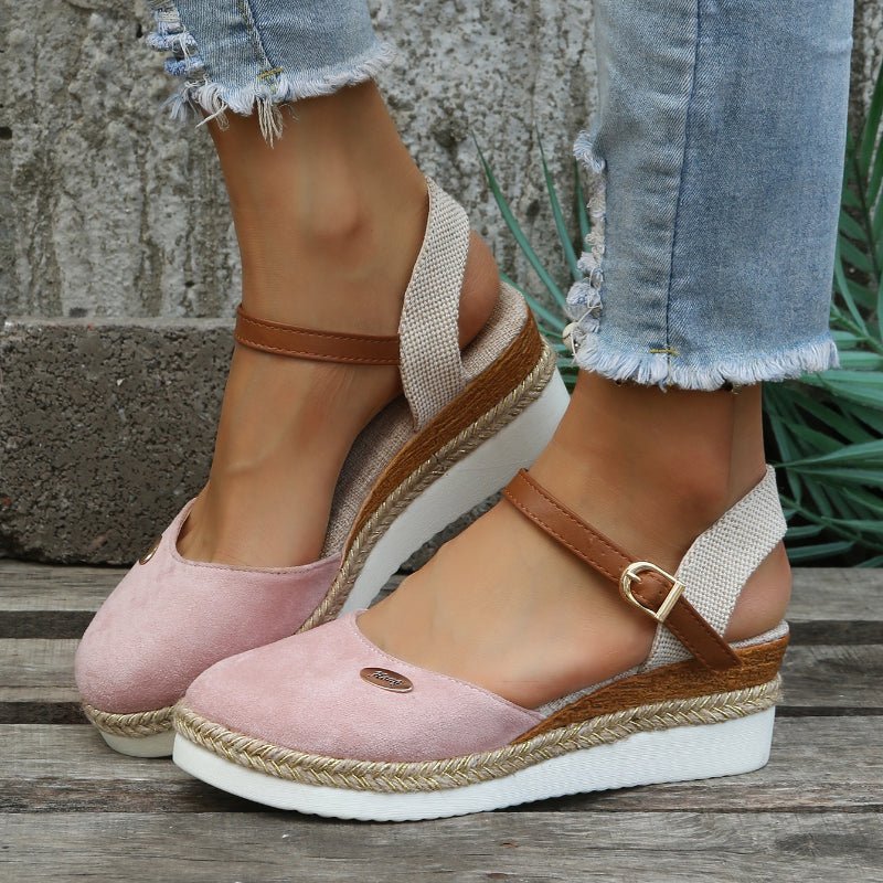Damen Espadrilles — Abgerundete Zehen, Knöchelriemen